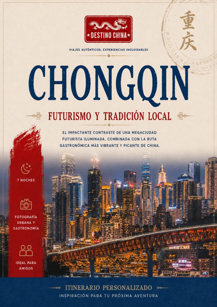 Imagen informativa de ruta a Chongqin como parte de un viaje especializado a China